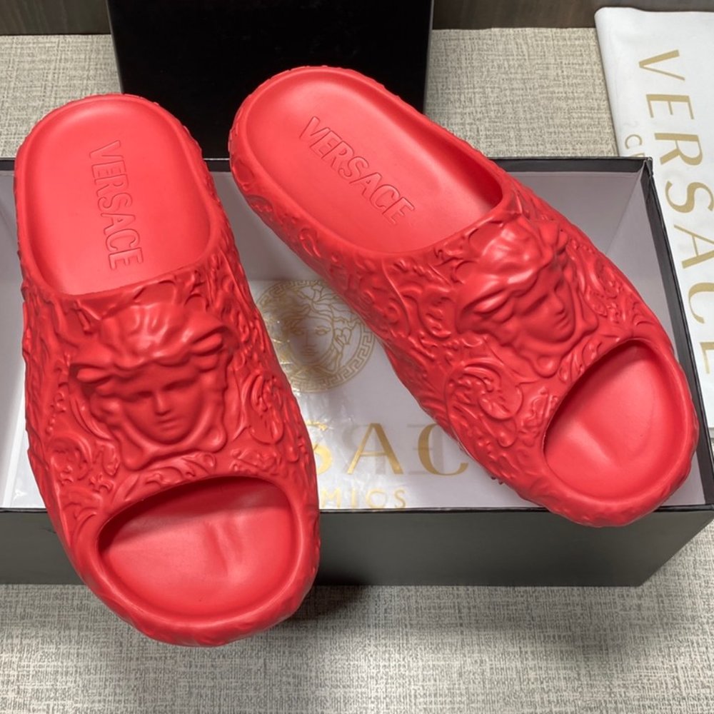 COPY - Authentic Versace Medusa Dimension Red Flip-Flops Slides